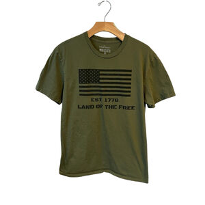 General Standard T Shirt Mens Green Land Of The Free Flag Logo